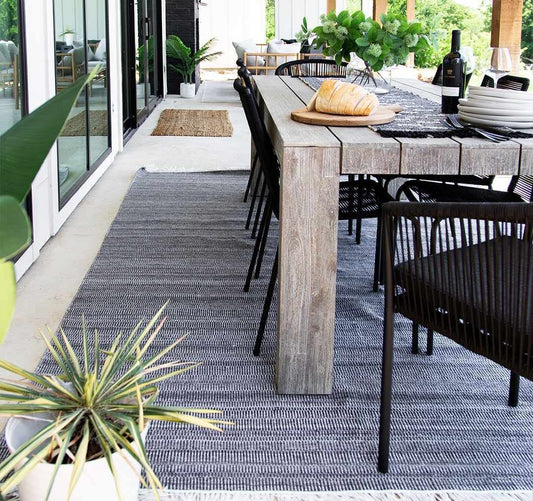 Hauteloom Samos Recycled Material Living Room, Bedroom Area Rug - Striped Plain - Contemporary Modern Minimalist Transitional - Charcoal, Off - White, Light Gray, Gray, Dark - 2' x 3'