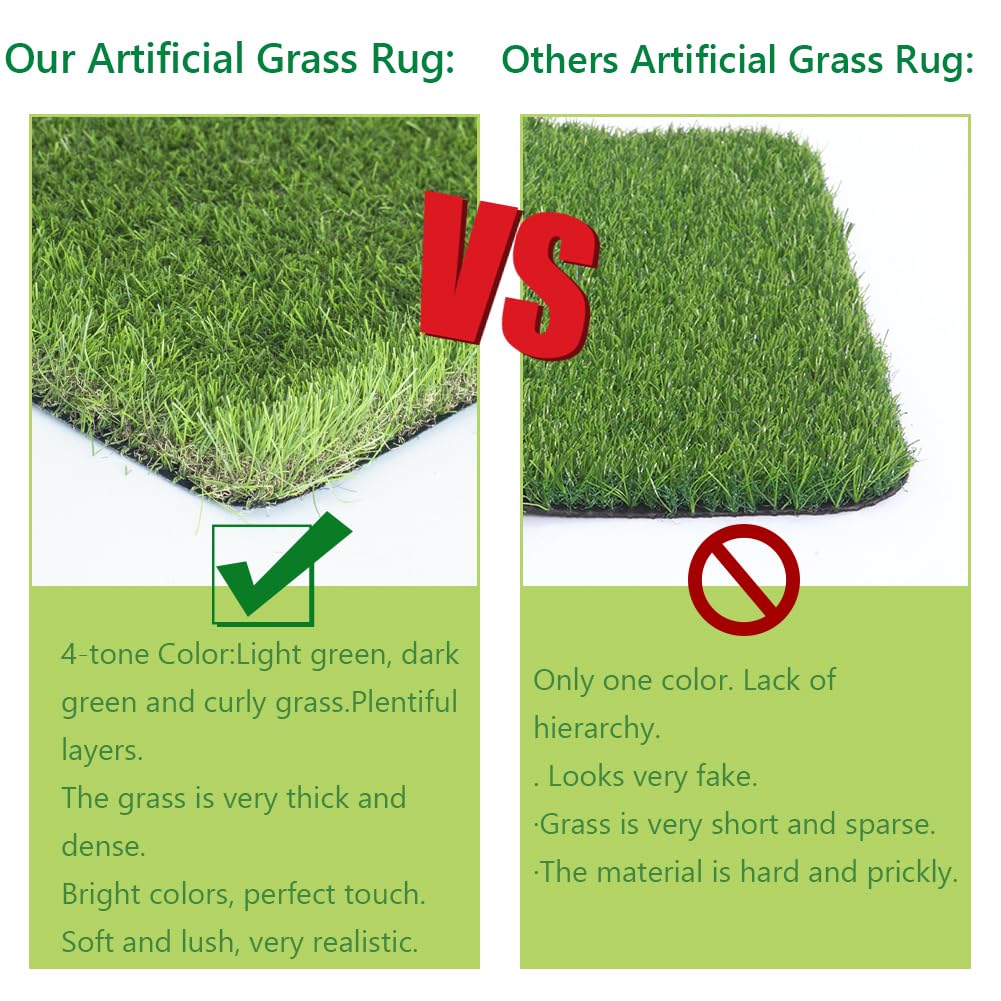 LITA Thick Artificial Grass Turf 4x10FT, 1.77 Inch Realistic Fake Grass Rug with Drainage, Customizable with Extra Large Size, Perfect for Indoor and Outdoor Use, Synthetic Grass Mat for Dogs