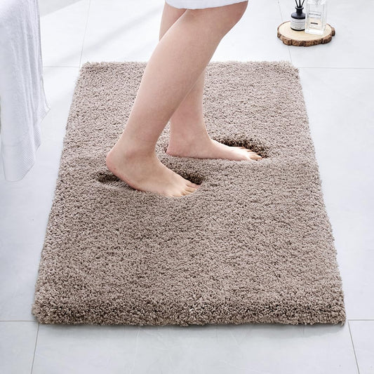 Ruggnovea Bathroom Rugs Non Slip Washable 32x20, Ultra Soft Thick Shaggy Absorbent Bath Mats,High Density Foam Latex Non Slip Backing Bath Rugs,Microfiber Bath Mats for Bathroom Floor&Sink,Camel
