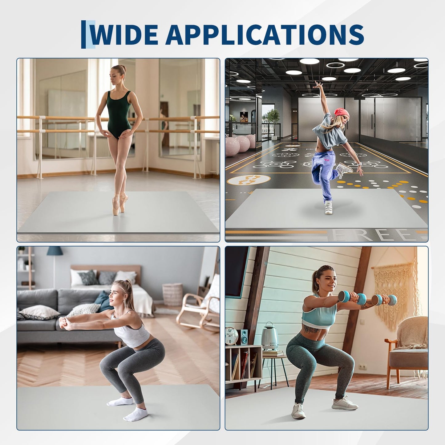 Garvee 6 x 4 ft Dance Floor,Portable Dance Floor Mat,PVC Non-Slip Exercise Flooring for Ballet Jazz & Pop for Home and Gym,Grey