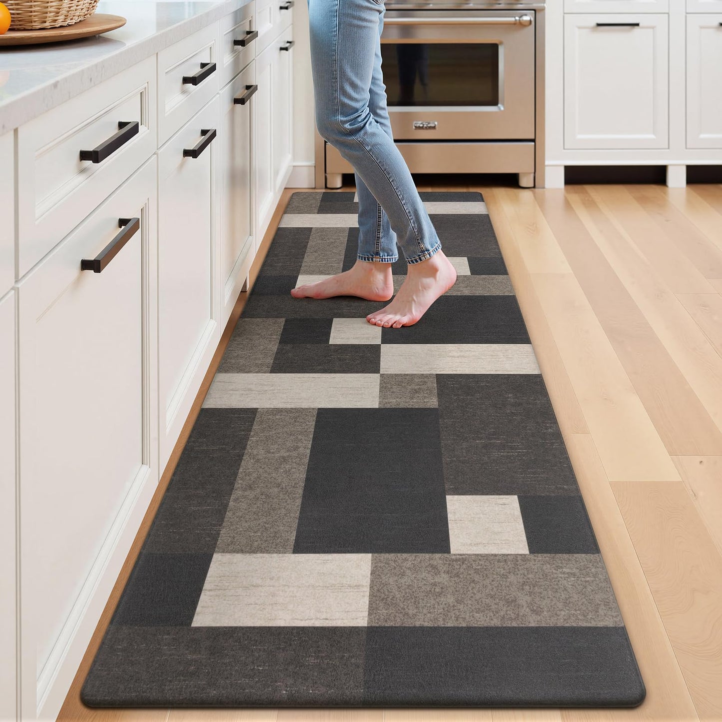 Ileading Anti Fatigue Kitchen Mat, Non Slip Cushioned Standing Floor Mat, Waterproof Kitchen Runner Rug, Farmhouse Comfort Padded Mat for Sink, Laundry, Office, Brown, 24''x71''