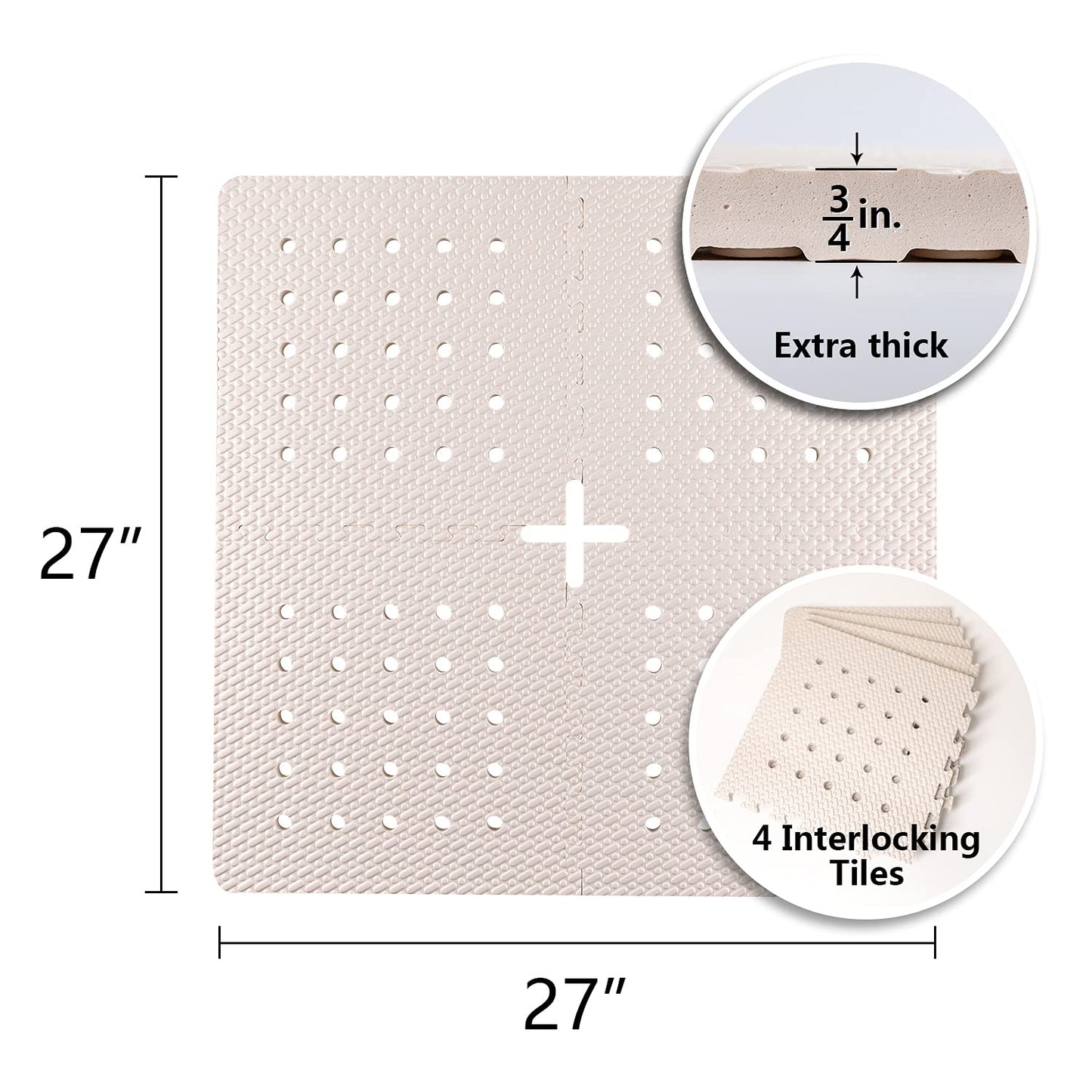 BOWERBIRD Original Anti-Fatigue Shower Stall Mat - Extra Thick and Soft Foam Material Comfortably Cushions Your Feet - Square - 4 Interlocking Tiles