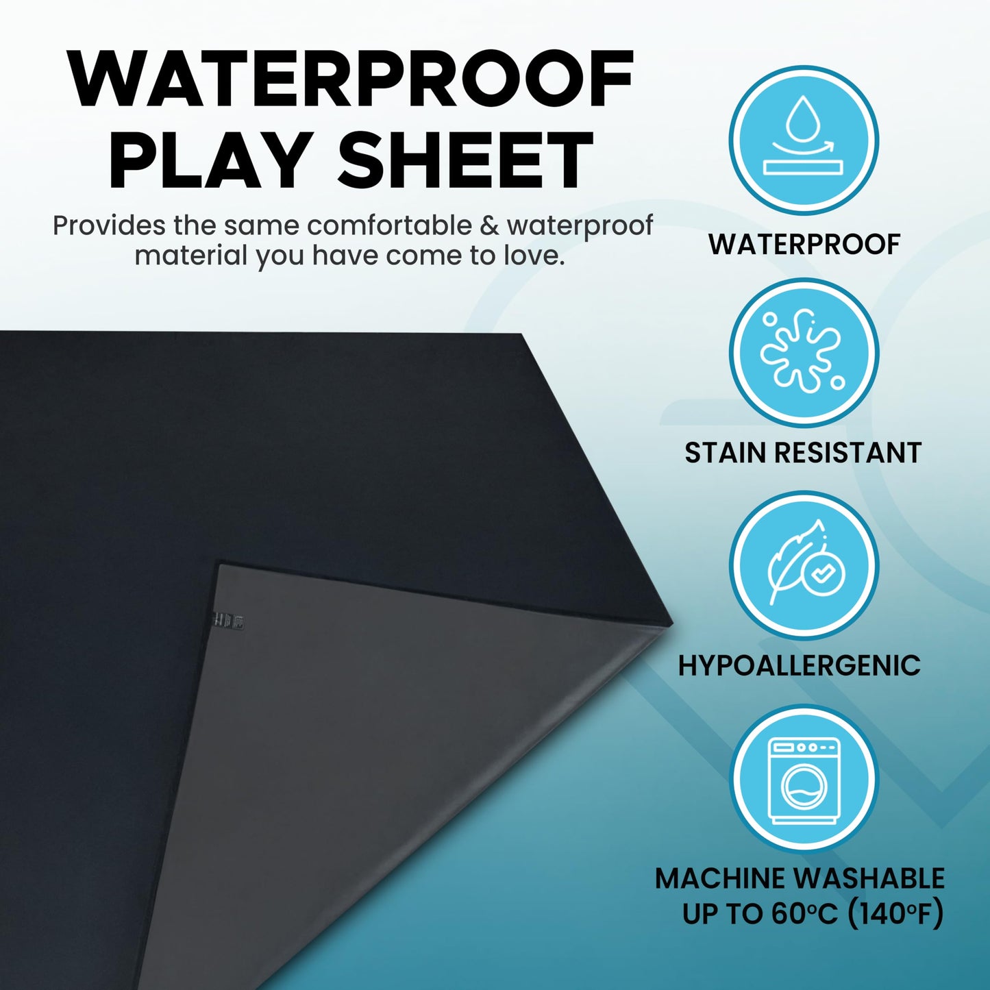 Waterproof Nuru Massage Flat Sheet | 79 x 79 inches (200 x 200 cm) | Soft Polyester Spandex with TPU Lamination | Throw Over Bed, Floor or Sofa | Couples Massage