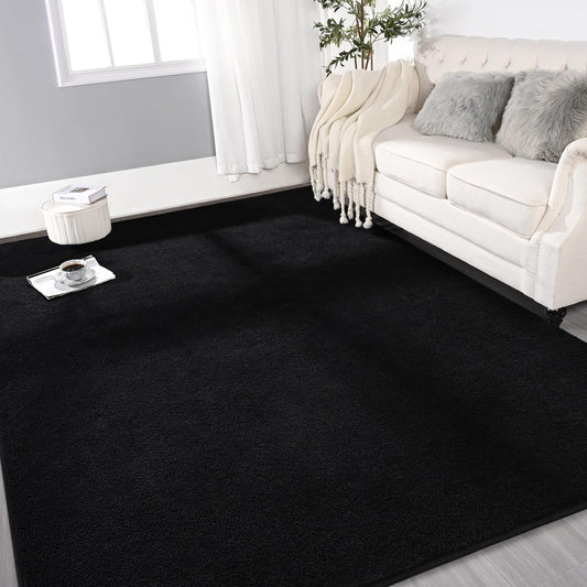 Gifeas Large Ultra Soft Modern Area Rugs for Living Room Bedroom, 4x6 Feet Black Thickened Memory Foam Indoor Solid Minimalist Carpets, Non-Slip Comfy Rug for Boys Girls Nursery Room Home Decor