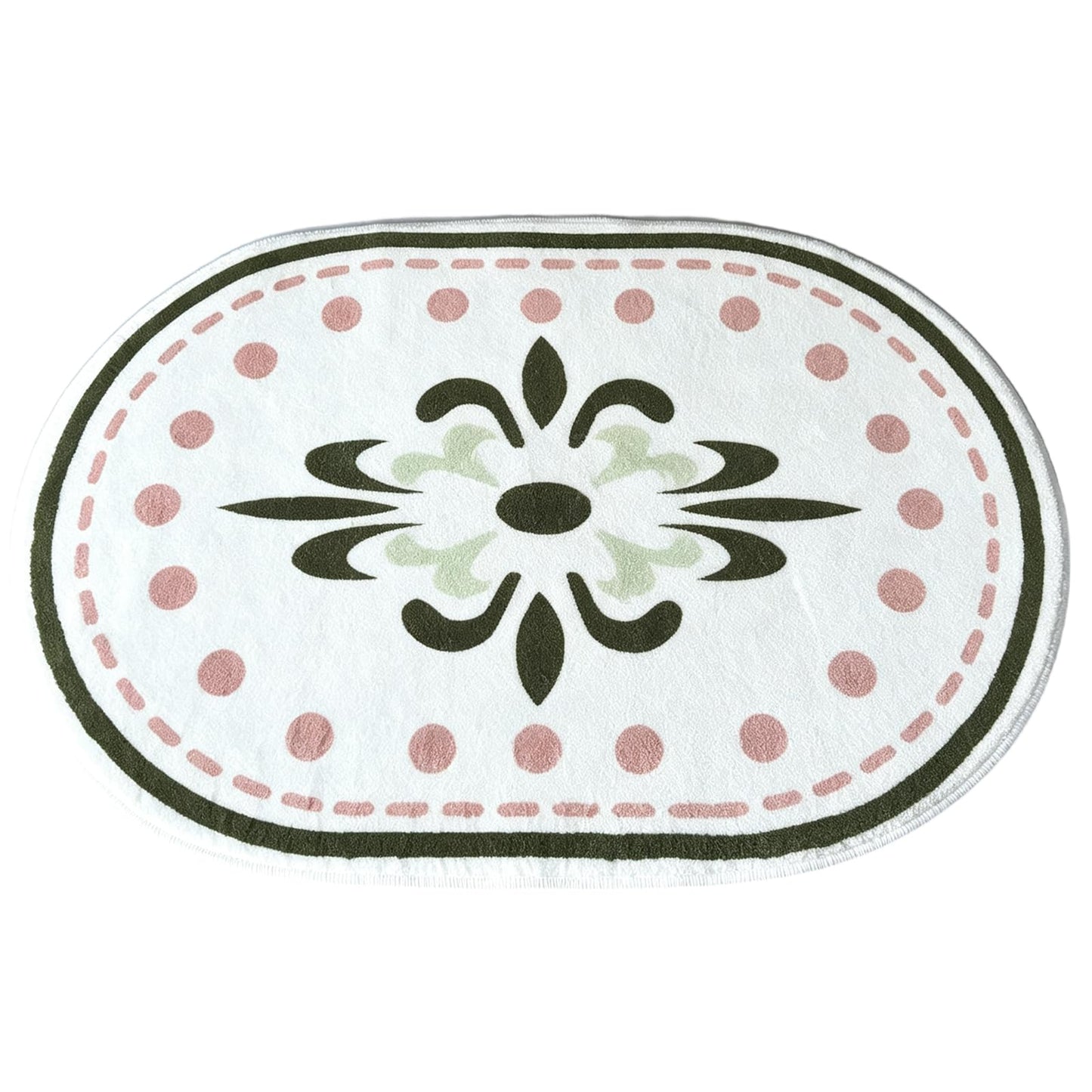 White Bathroom Rugs Soft Cute Bath Mat for Bath Floor 20x32inch, Machine Washable Non-Slip Bath Mats for Shower Toilet Tub, Kid’s Bathroom Decor Plush Carpet (Green Floral)