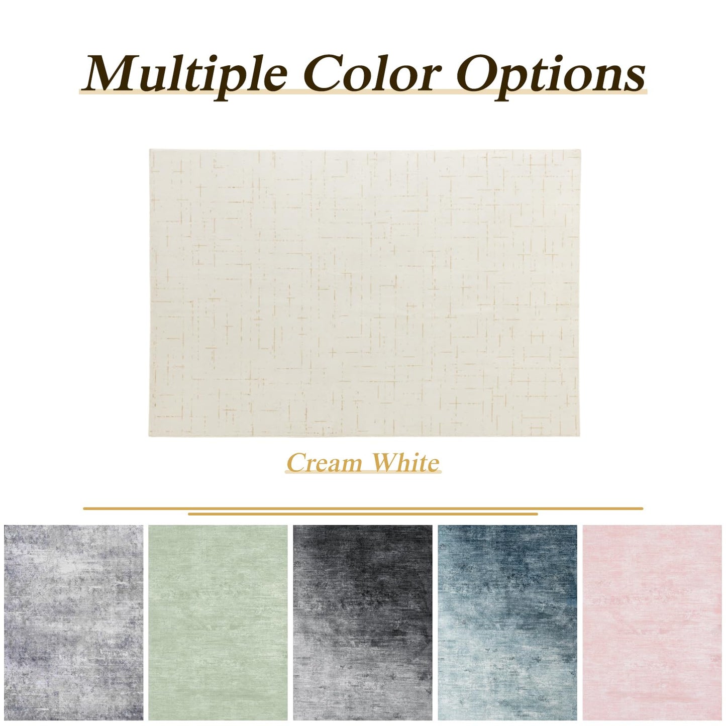 LIANLAM Washable Rug Area Rugs for Living Room - Stain Resistant Non-Slip Backing Boho Rug for Bedroom,Durable & Ultra-Thin Vintage Large Area Rug(8' x 10',White)