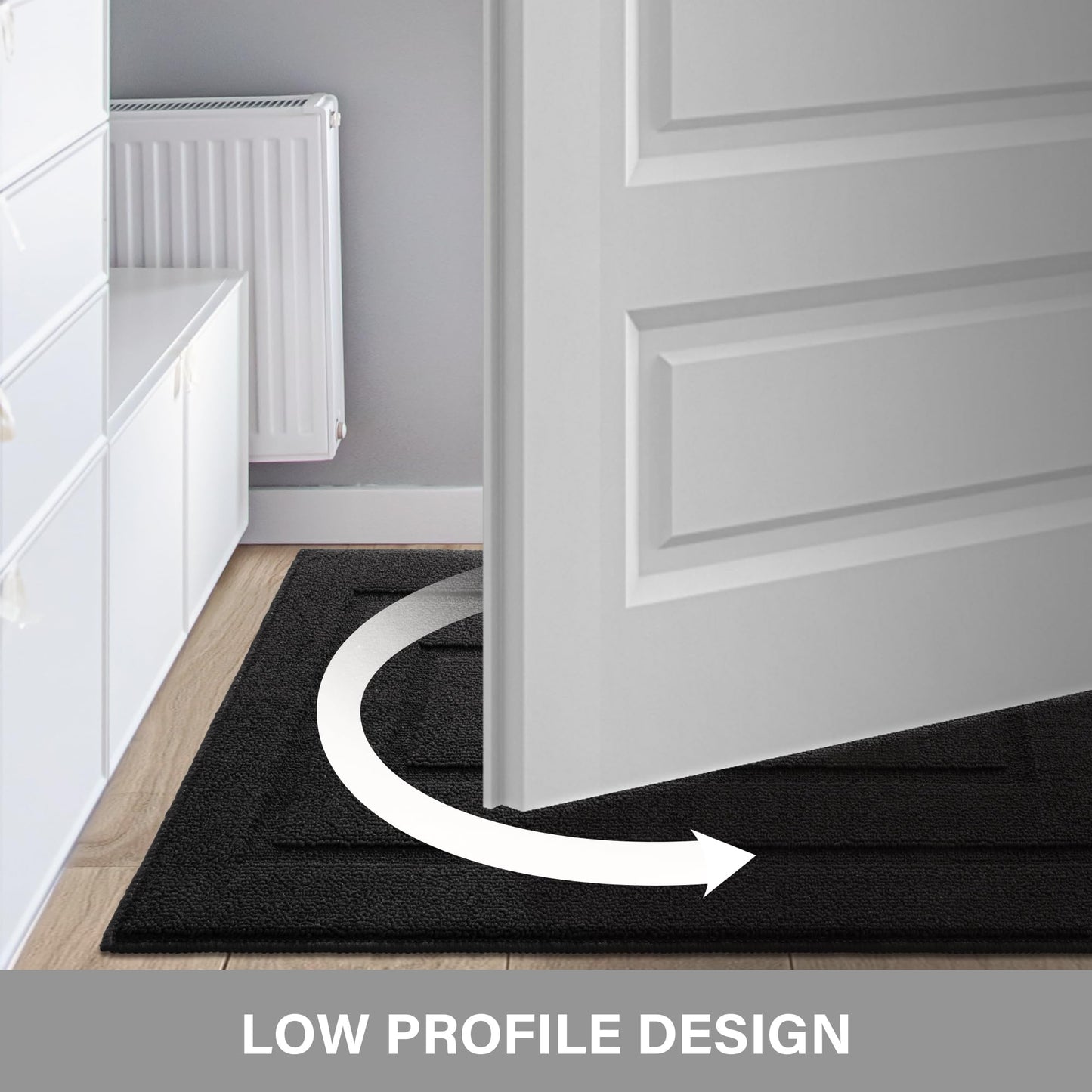 GRANNY SAYS Front Door Mat Outside Entrance, Welcome Matt Non-Slip, Outdoor Door Mats for Entryway, Long Front Porch Mat Low Profile Resist Dirt Easy to Clean, 47"x32", Black
