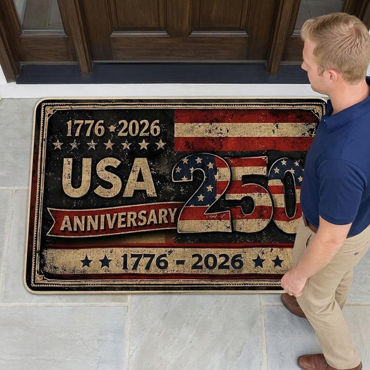 Wudiote 250 Years Anniversary USA Doormats Patriotic Vintage 250th Door Mat
