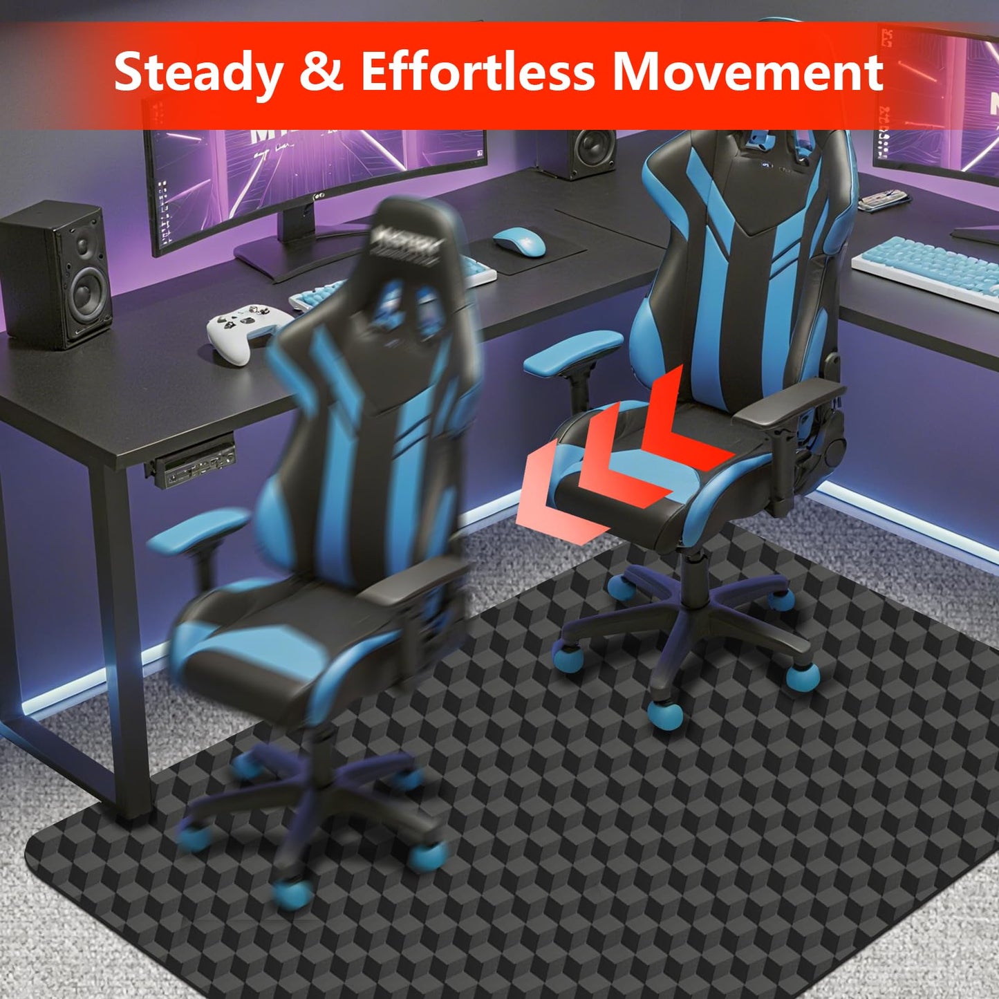 AiBOB Office Chair Mat for Carpet, 60"x48"Gaming Computer Desk Mat for Low Pile Carpet, Heavy Duty Floor Protector Mat for Rolling Chairs, Easy Glide Chair Mat for Home Office