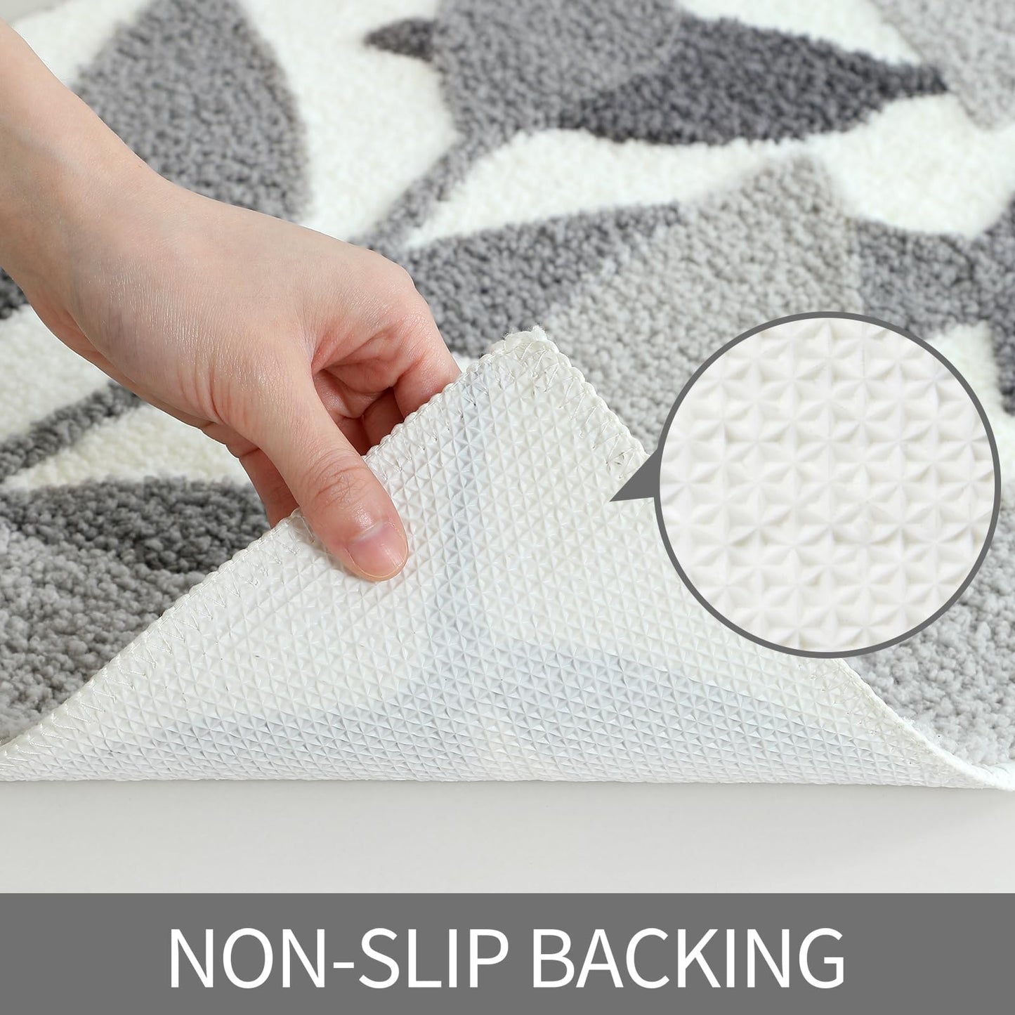 Gibelle Grey Bathroom Rug Set, Non-Slip Strong Water Absorbent Plush Microfiber Bath Mat Set, Machine Washable Bathroom Floor Mat Cute Shower Rug Indoor Doormat (18"x26"+20"x32")