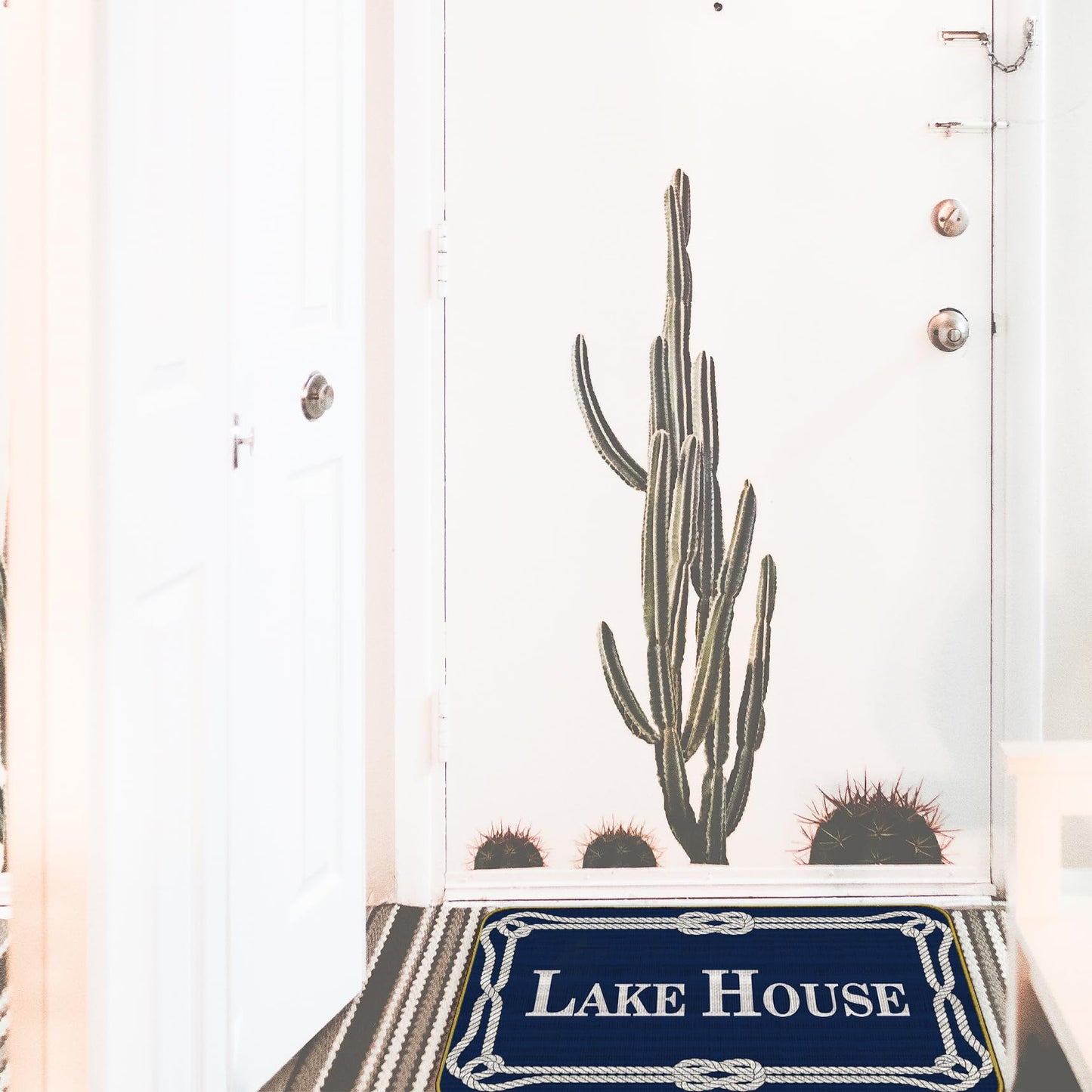 Mingnei Lake House Welcome Doormat Door Mat for Home House Entrance, Navy Blue Nautical Lake Home Floor Mats for Outdoor Outside Entryway Rug 30x17 Welcome Doormat Indoor
