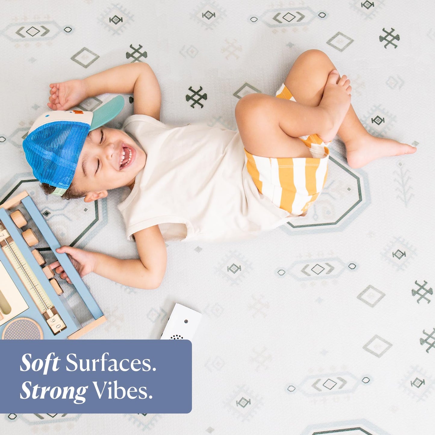 Toddlekind Haven Play Mat - 4x6 Amira Seagrass - Extra Thick Non-Toxic Soft Foam Playmat for Floor - Stylish Interlocking Playroom Puzzle Mat for Kids & Toddlers - 6 Tiles - Odorless - Wipe Clean