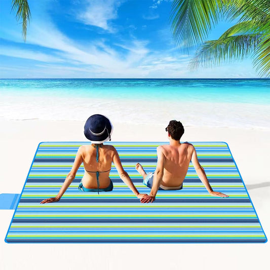 PUPOPIK Extra Large Beach Blanket Outdoor Picnic Blankets, Foldable Waterproof Sand Free Beach Mats Picnic Mat for Festival BBQ Park Grass Lawn Camping Hiking Travel Concerts (Blue 2, 80x60 in)