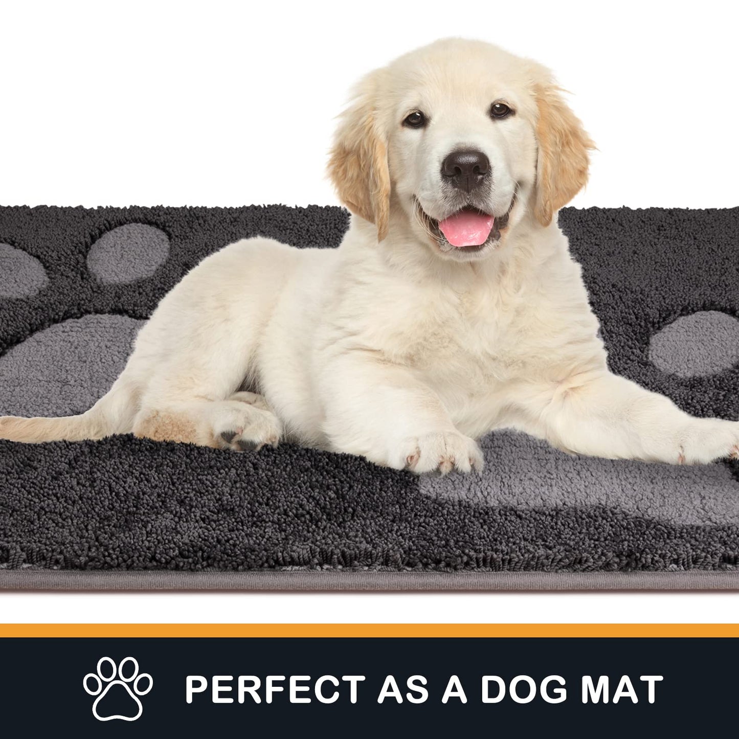 PURRUGS Dirt Trapping Door Mat 20" x 31.5", Non-Skid/Slip Machine Washable Microfiber Entryway Rug, Dog Doormat, Super Absorbent Welcome Mat for Muddy Wet Shoes and Paws, Charcoal