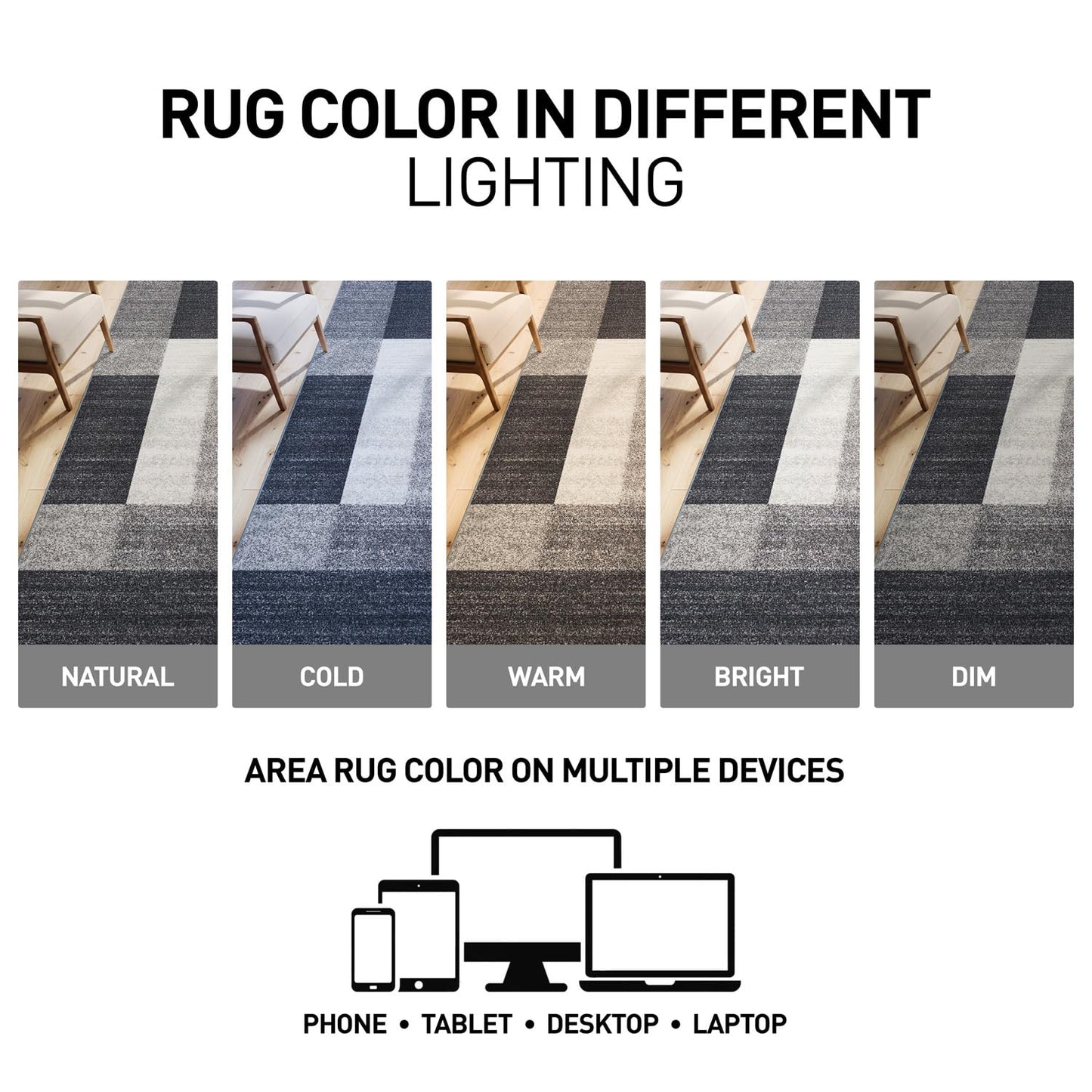 Rugshop Gray Modern Geometric Boxes Non-Slip Area Rug Non-Shedding for Dining Room, Bedroom and Living Room, 4' x 6'