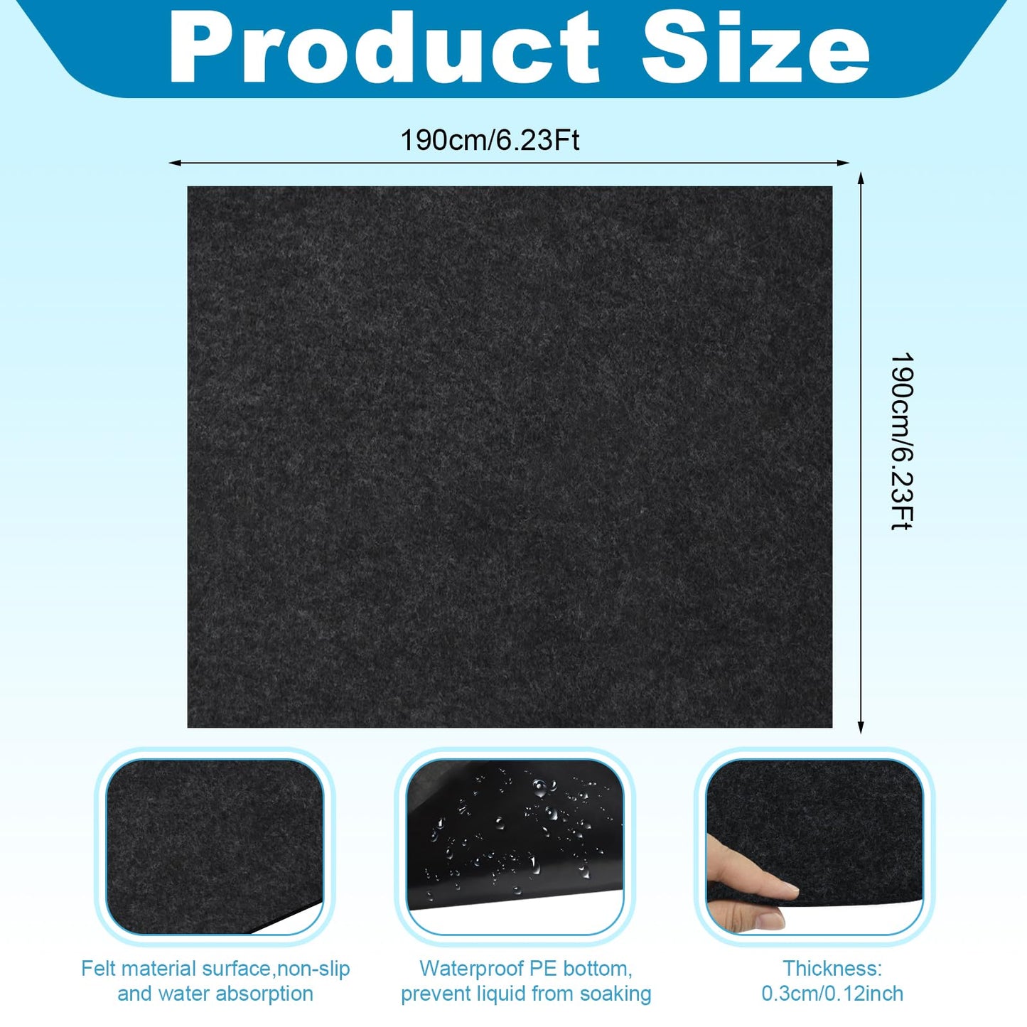 Camping Tent Carpet Mat Waterproof and Non-Slip Camping Floor Rug Tent Floor Blanket for Camping Hiking Lawn Picnic Supplies (6.2 × 6.2 Ft)