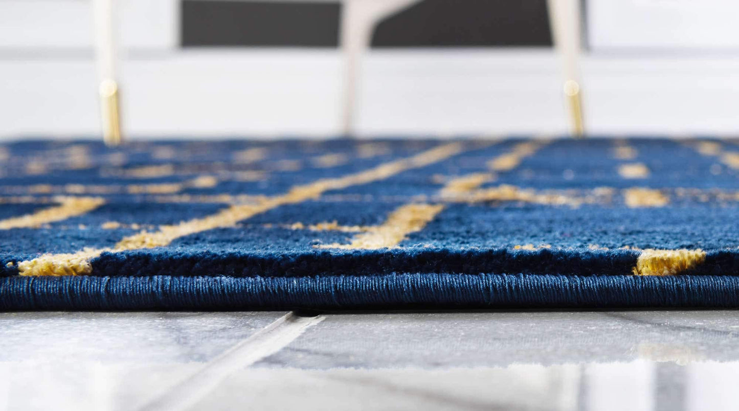 Unique Loom Marilyn Monroe Glam Collection Area Rug - Deco (5' 3' x 8' Rectangle, Navy Blue Gold/ Gold)