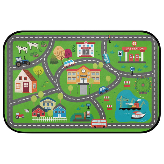 Kids Play Mat Rug, 36"x24" Low Pile City Road Traffic Carpet, Educational Toddler Playmat with Farm & Vehicle Scene, Non-Slip Washable Floor Rug for Playroom Bedroom Nursery, Ideal Gift for Boys Girls