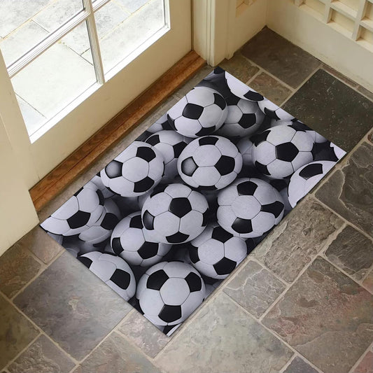 VANZEV Soccer Ball Indoor Door Mat for Entryway, 17x29.5 Inch, Classic Black and White Soccer Floor Doormat for Home Decor, Non-Slip Rug Mat for Living Room, Kitchen, Bedroom, Gifts for Soccer Lovers