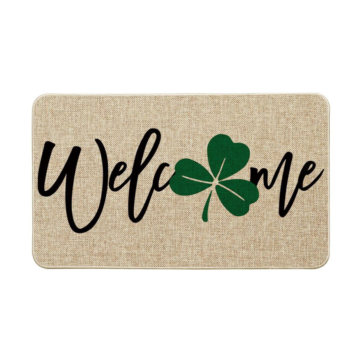 Artoid Mode Shamrock Welcome Doormat, Seasonal Holiday St. Patrick's Day Low-Profile Yard Floor Switch Mat for Indoor Outdoor 17 x 29 Inch