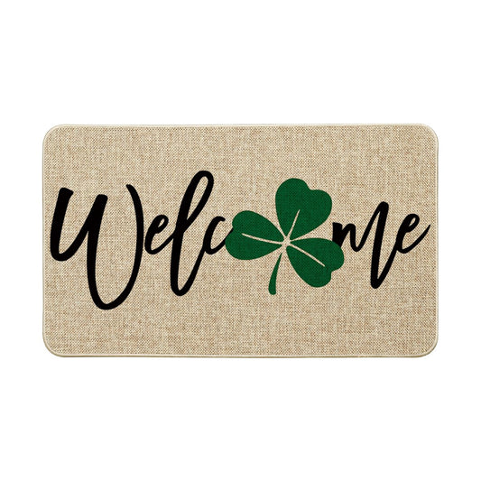 Artoid Mode Shamrock Welcome Doormat, Seasonal Holiday St. Patrick's Day Low-Profile Yard Floor Switch Mat for Indoor Outdoor 17 x 29 Inch