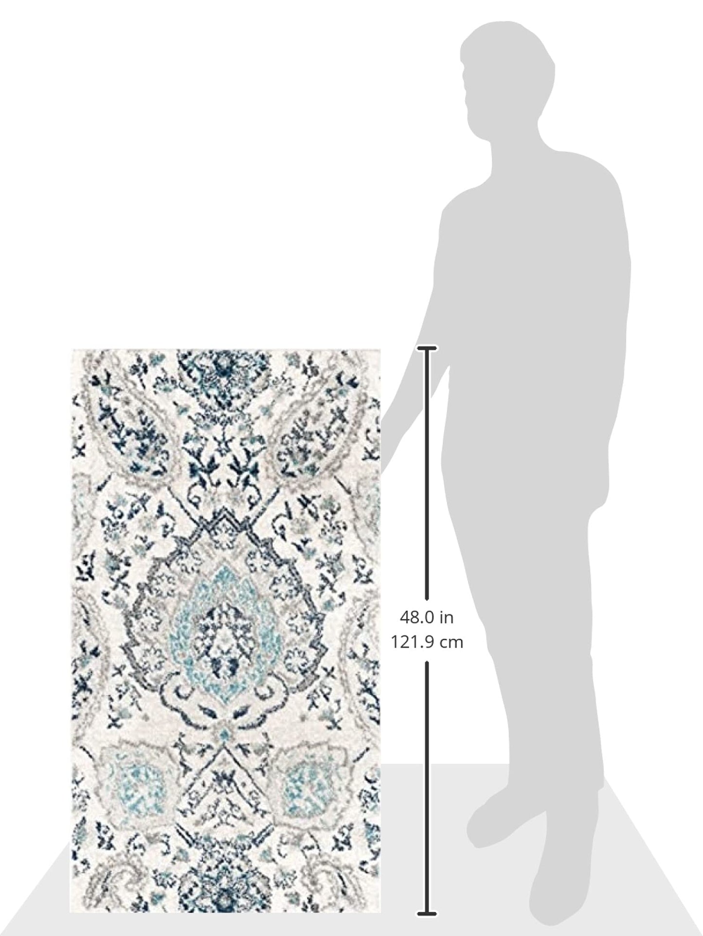 SAFAVIEH Madison Collection Accent Rug - 2'3" x 4', Cream & Light Grey, Glam Paisley Design, Non-Shedding & Easy Care, Ideal for High Traffic Areas in Entryway, Living Room, Bedroom (MAD600C)