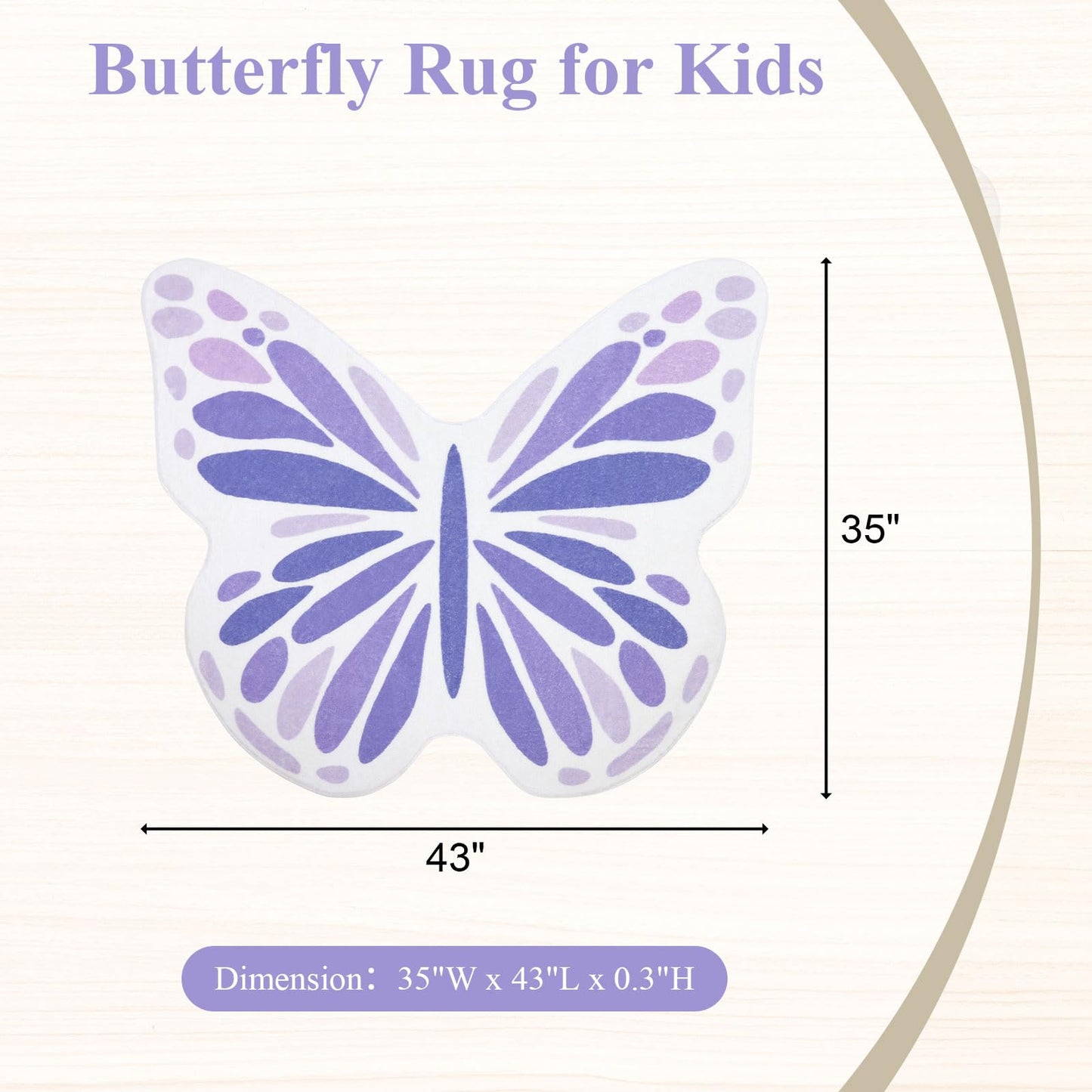 Topotdor Cute Butterfly Kids Rugs for Girls Bedroom, Toddler Nursery Rug Soft Washable Kids Area Rug for Butterfly Living Room Playroom Decor, Purple 35 x 43 inch