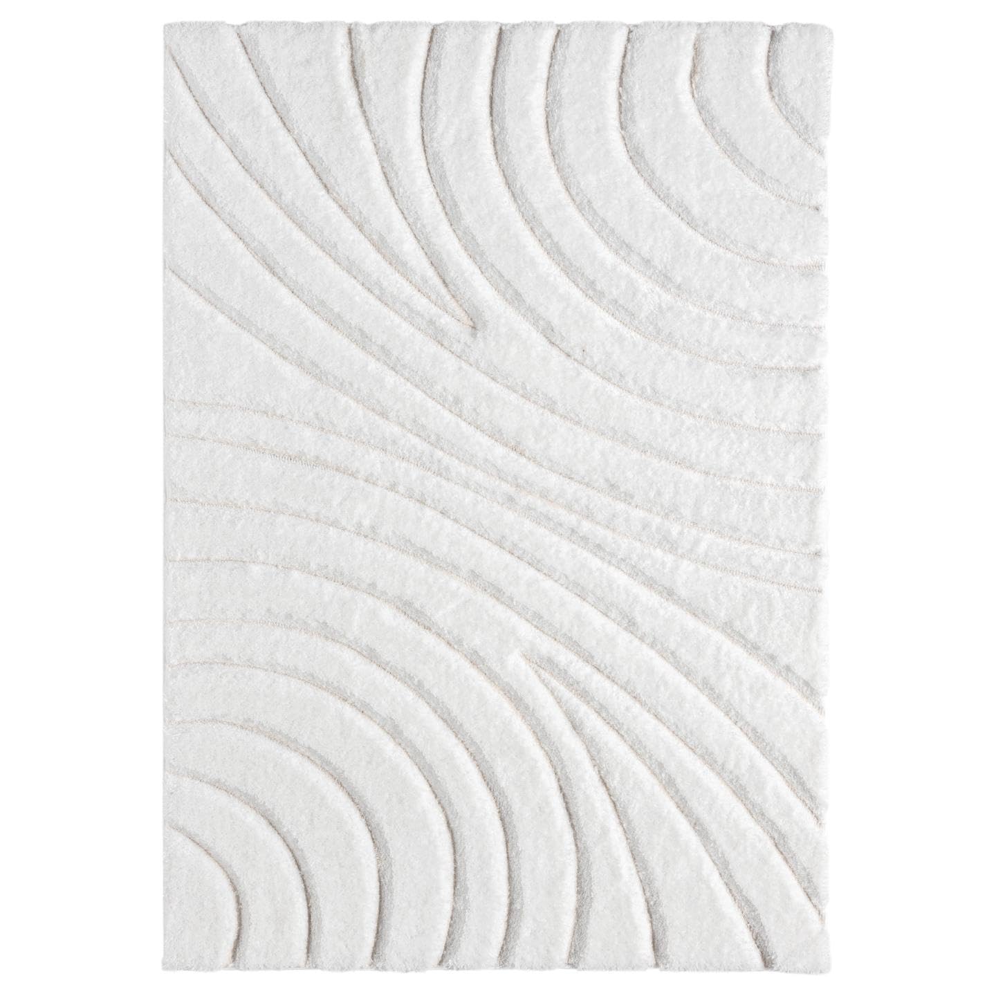 LUXE WEAVERS Lantanas Collection 7070 Cream 5x7 Modern Shag Geometric Area Rug