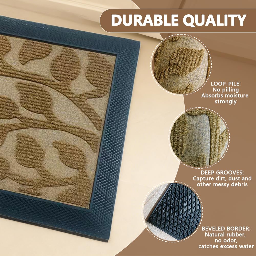 ApxRoufin Stair Runners for Wooden Steps, Non Slip Stair Carpet Treads, 2 Pcs 30" x 8.5" Stair Mats Rug Heat Insulation Rubber Backing, Staircase Step Treads for Elders, Dogs & Kids, Coco Leaves.