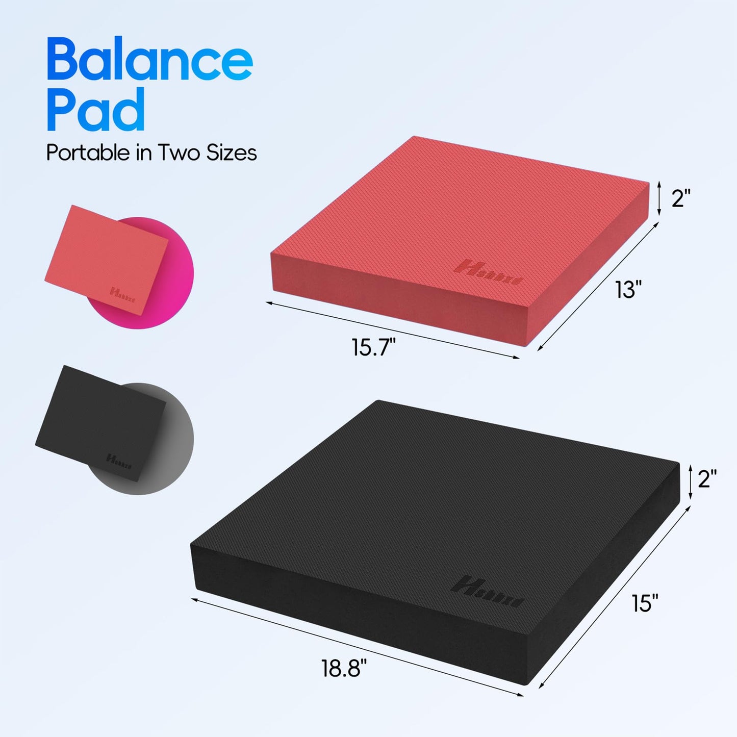 Professional Balance Pad, Nonslip Foam Exercise Balance Pad Cushion for Physical Therapy, Foam Balance Mat for Exercise, Yoga, Fitness, Stability Training and Stretching (Red, 15.7 * 13.0 * 2in)