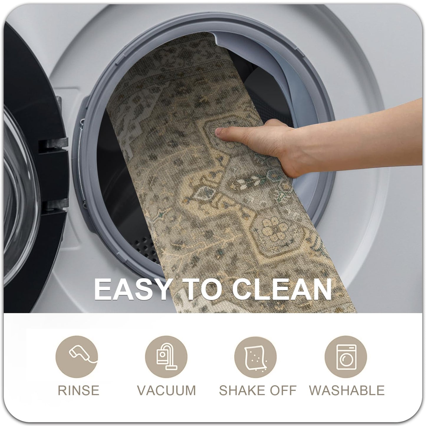 Collive Washable Indoor Door Mat, Non Slip Retro Entryway Rug 24" x 36" Doormat Low-Pile Entrance Rug Distressed Front Door Mat, Welcome Mats Floor Mat Doormats for Kitchen Bathroom Home