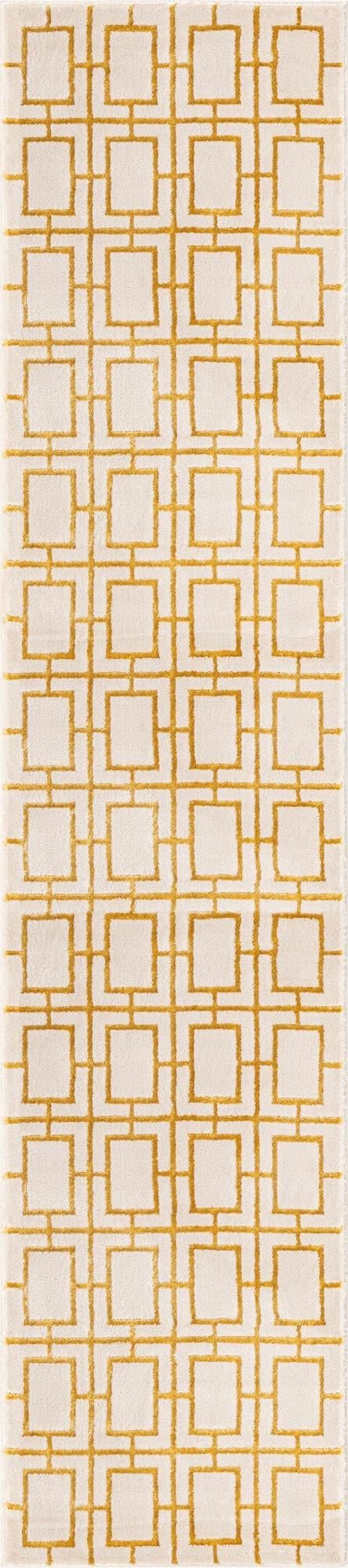 Marilyn Monroe Glam Collection Area Rug - Deco (2' 7" x 12' Runner, White Gold/ Gold)