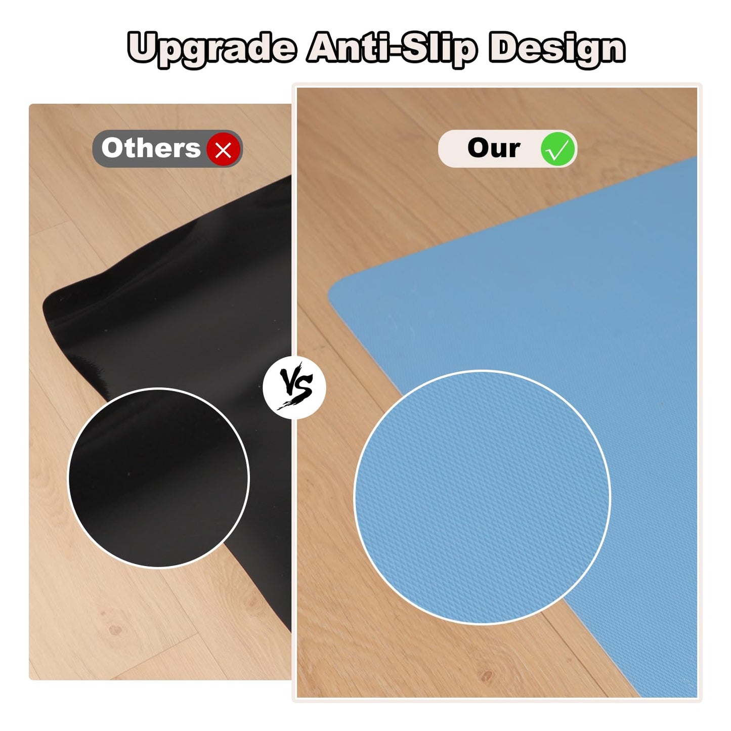 Upgraded 50"x 72" Heavy Duty Mat for Office Chair on Hardwood Floors, Non-Slip PVC Chair Mats for Hardwood Floors, Scratch-Resistant Desk Chairs Mat for Hard Floor, Under Desk Mats for Rolling Chairs