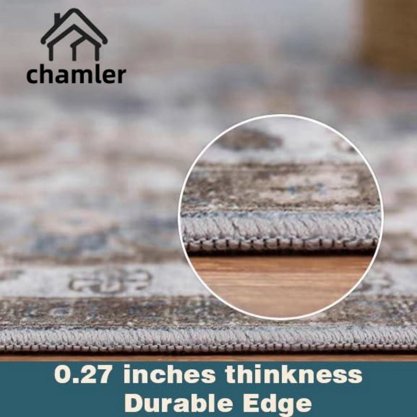 chamler 9x12 Washable Area Rug Boho Chic Medallion Distressed Design Non-Shedding Easy Care Ideal for High Traffic Areas in Rug for Living Room Bedroom Office Coffee Table Large Carpet