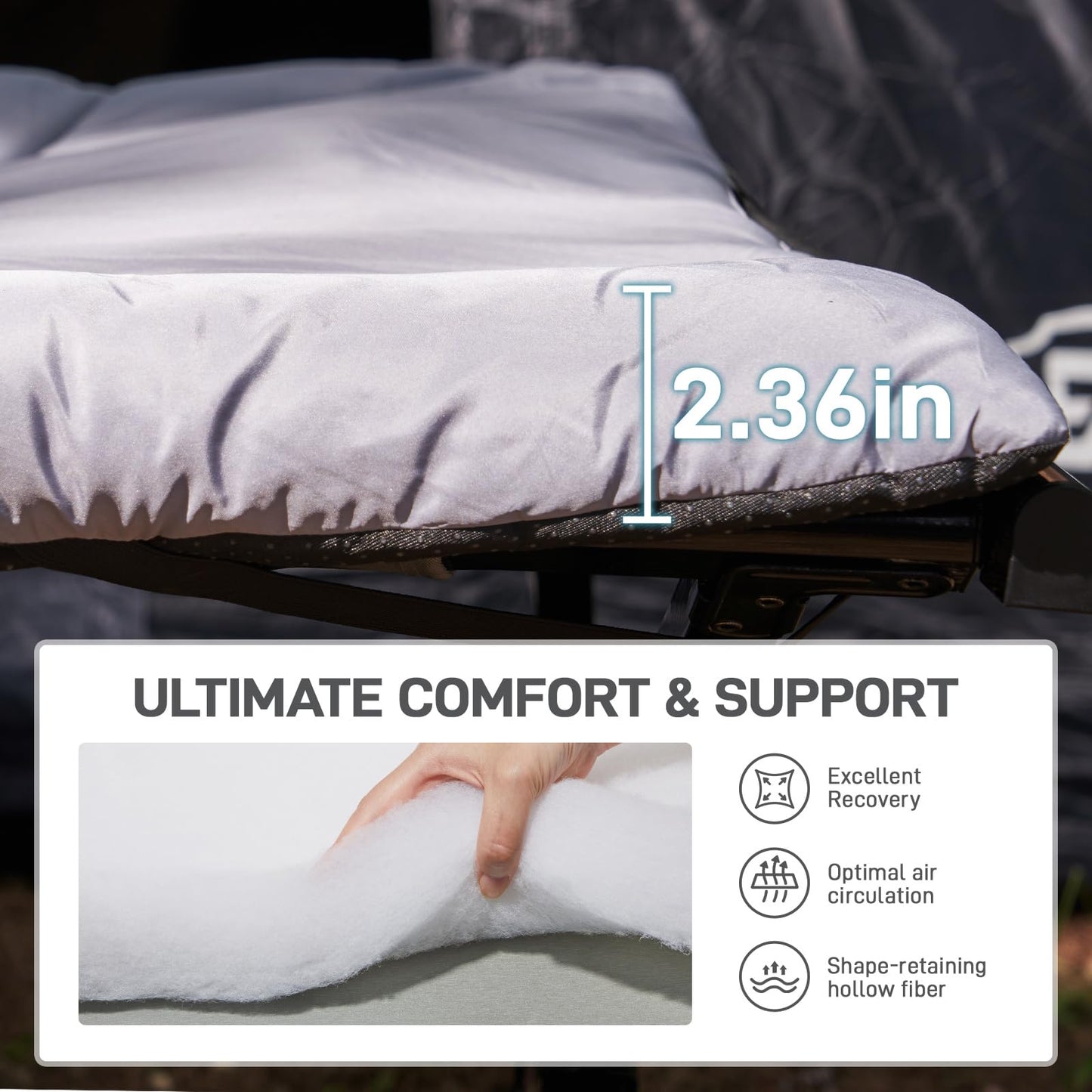 EVER ADVANCED 85" Extra Wide Sleeping Pad for Camping, 2.36" Thick Cotton Camping Mattress Pad with Carry Bag, Portable Roll Up Camping Cot Pad for Adults, Tent, SUV, Travel & Floor