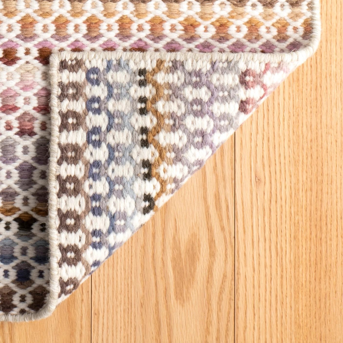 Dash and Albert Poppy Wool Area Rug - 2' x 3' Multicolor Geometric Handwoven Accent Rug - Durable, Low Pile, Dining Room, Living Room, Bedroom - Premium Luxury Hotel Quality Soft Breathable