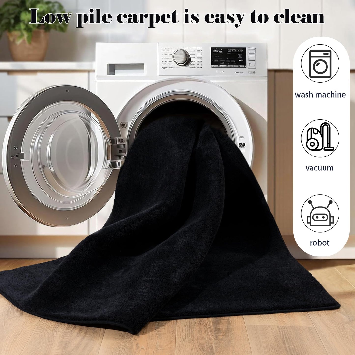 QDUIDU Large Area Rugs for Bedroom Living Room - 4x6 Feet Ultra Soft Black Rug Thickened with Memory-Foam, Solid Modern Minimalist Carpets for Home Decor, Non-Slip and Comfy Nursery Room Rugs
