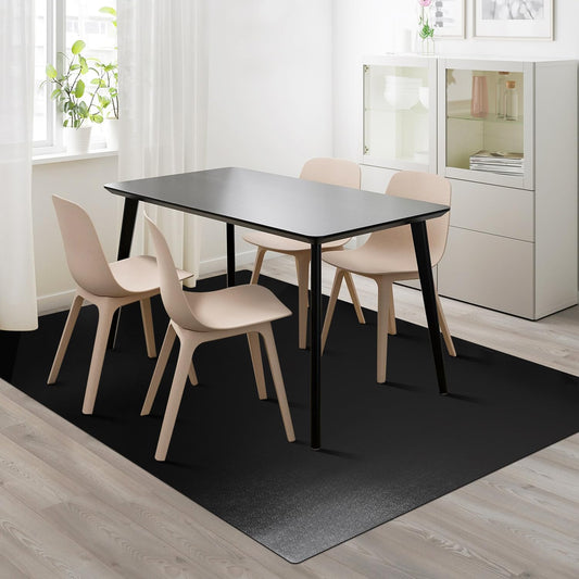 FURKIT Vinyl Floor Mat for Home, Black Waterproof Area Mat for Under Dining Room Table, Sturdy Plastic Rug Protector for Kitchen, Living Room, Yard, Garage (3'×5')
