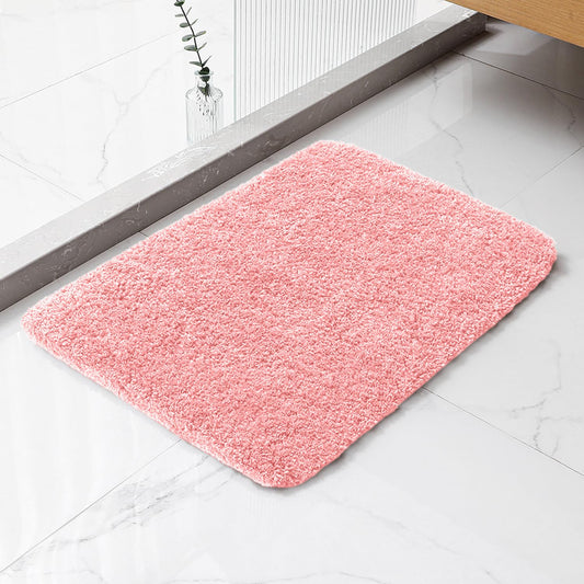 Kildoss Pink Bathroom Rugs 17"x24" - High-Density Microfiber Bath Mat, Fluffy Non Slip Absorbent and Washable Bathroom Mat - Ideal for Small Spaces, Vanity, Toilet, or Pet Mat
