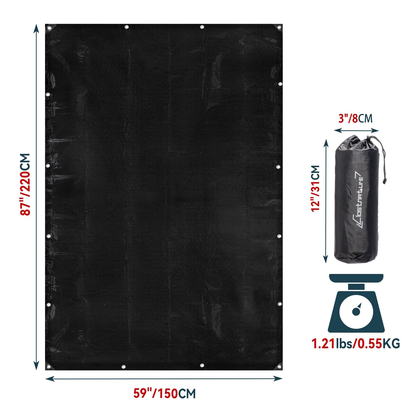 Clostnature Tent Footprint for Camping - Waterproof Camping Tarp, Heavy Duty Ground Sheet, Lightweight Tent Tarp with Carry Bag, Multipurpose Outdoor Floor Mat for Hiking, Backpacking, Hammock, Picnic