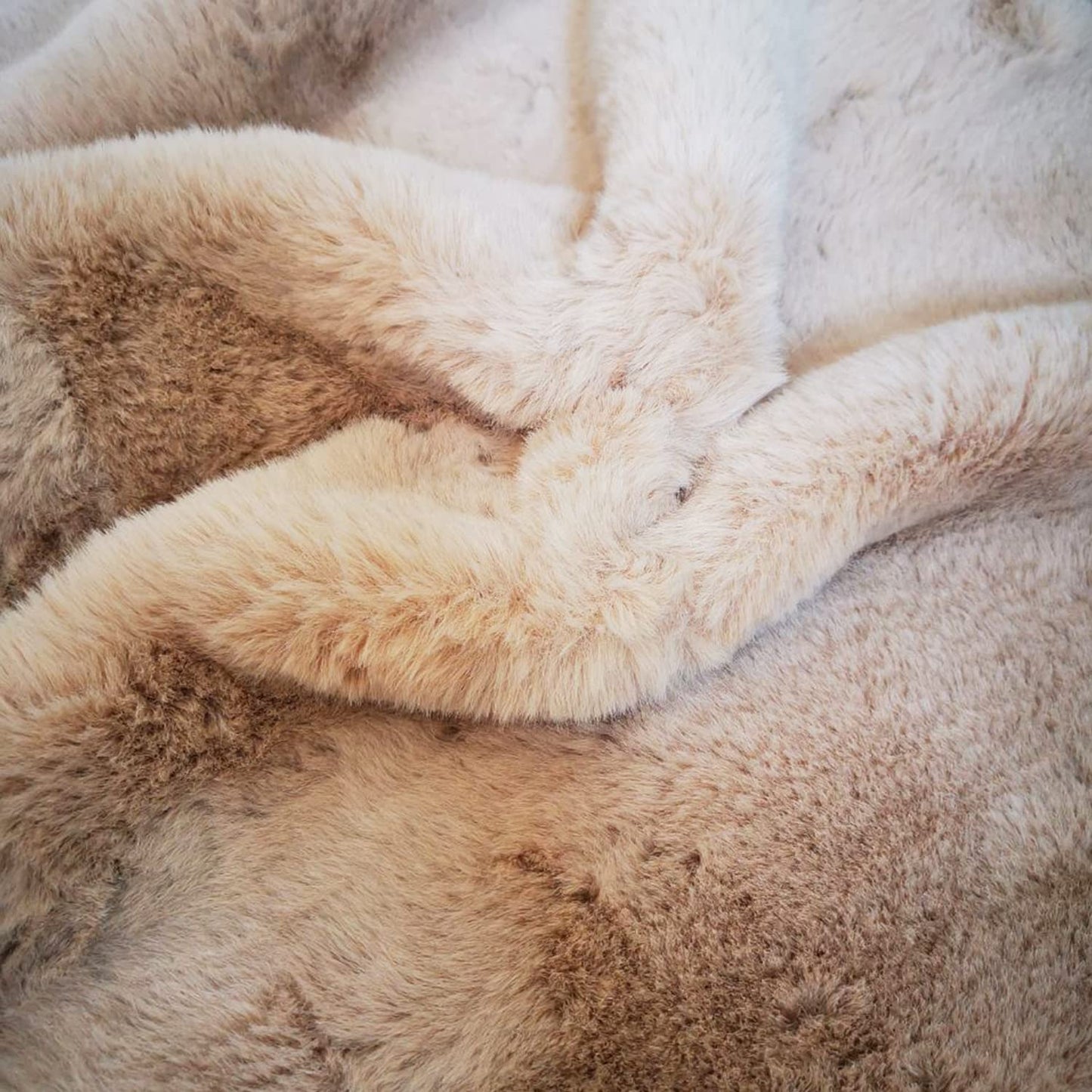 Ghouse Ultra Soft Faux Rabbit Fur Rug 3x5, Machine Washable Area Rugs for Bedroom Fluffy Rugs for Living Room, No-Shedding Carpet Sheepskin Rug Light Brown Beige