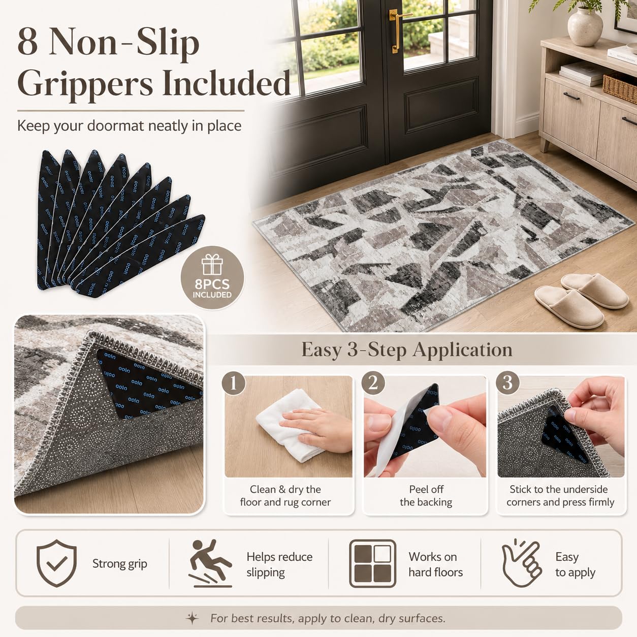 Modern Abstract Entry Rug Kitchen Bedroom Bathroom Door Mat Indoor Entrance 2X3 Front Porch Rugs Washable, Non-Slip Grey Thin Print Small Throw Carpet for Nursery Kids