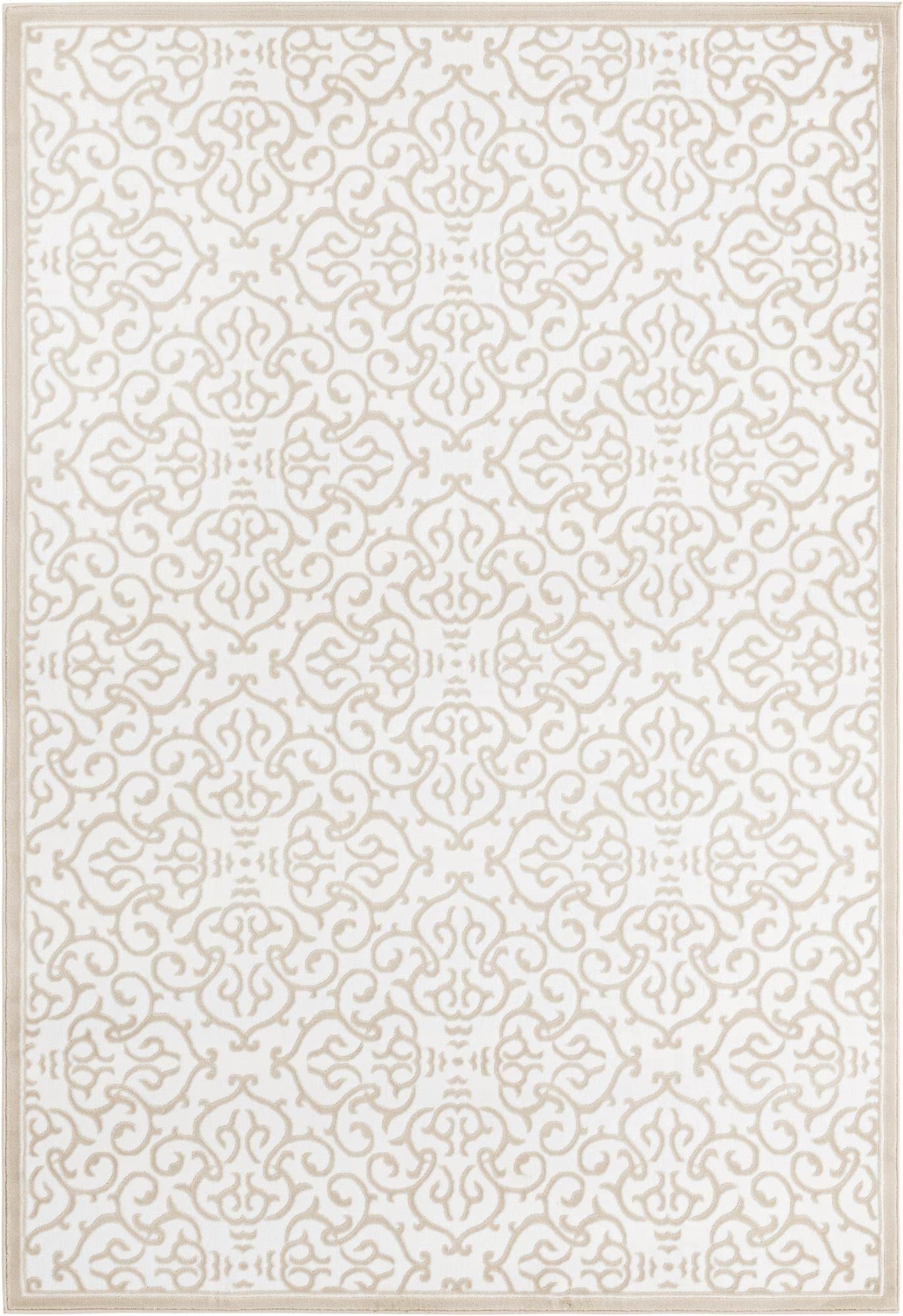 Unique Loom Rushmore Collection Area Rug - Johnson (6' 1" x 9' Rectangle, Snow White/ Beige)