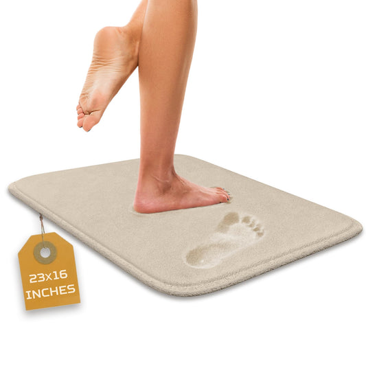 Elvoki Luxury Bathroom Rug – 1 Piece Memory Foam Bath Mat, Non-Slip & Ultra Soft, Highly Absorbent, Easy to Clean - Beige (23"x16")