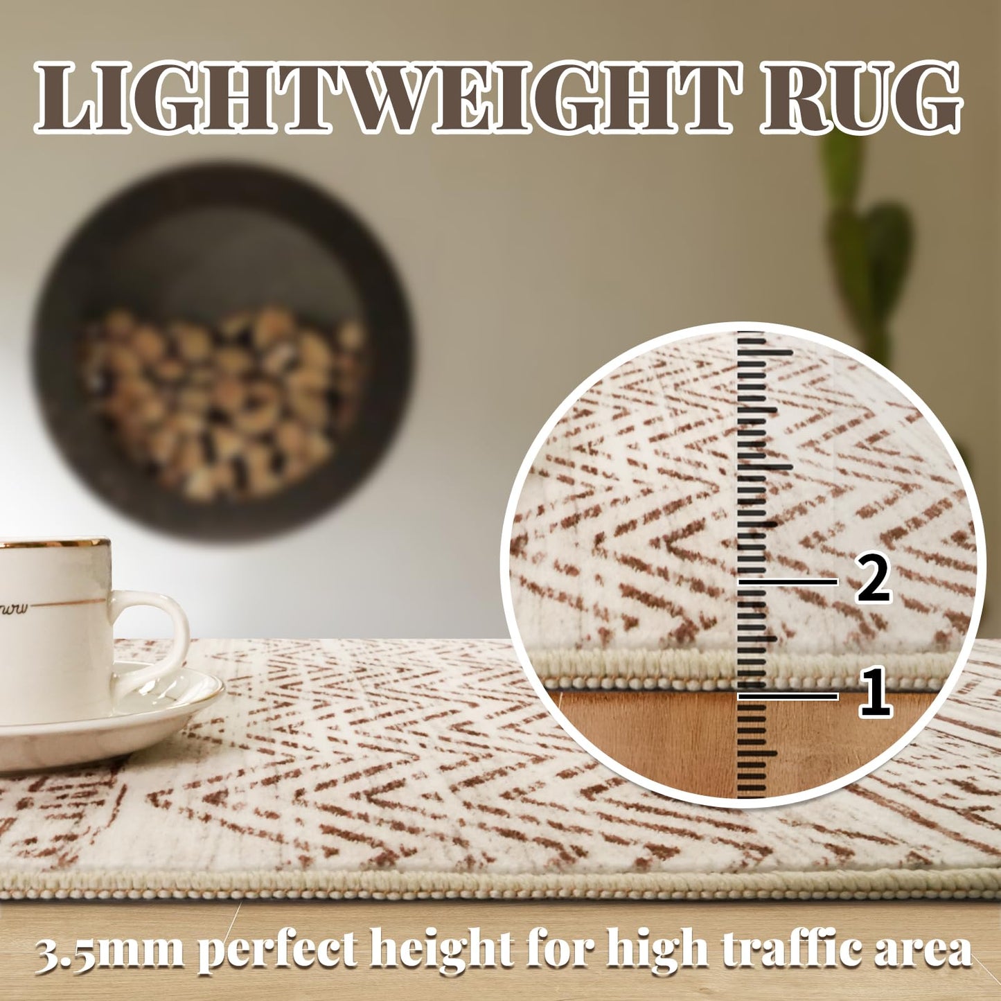 Moroccan Washable Hallway Runner Rug - 2'6"x12' Non Slip Floor Mat for Kitchen Low Pile Living Room Carpet with Rubber Backing Bedroom Rugs for Entryway 2'6"x12' Beige