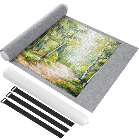 Ainiv Jigsaw Puzzle Mat Roll Up 1500 Pieces, 46" x 26" Portable Felt Puzzles Board with Travel Storage Bag, Jigsaw Saver Pad Keeper for Adults Teens, Gray
