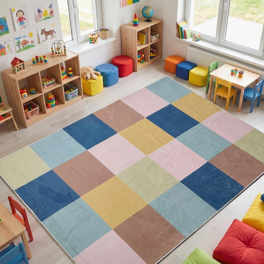 Breling Classroom Carpets Playmat Rugs 6x9 ft Kids Classroom Rugs with Rubber Backing Colorful Children's Seating Nursery Play Mat for Preschool Elementary Playroom Kindergarten