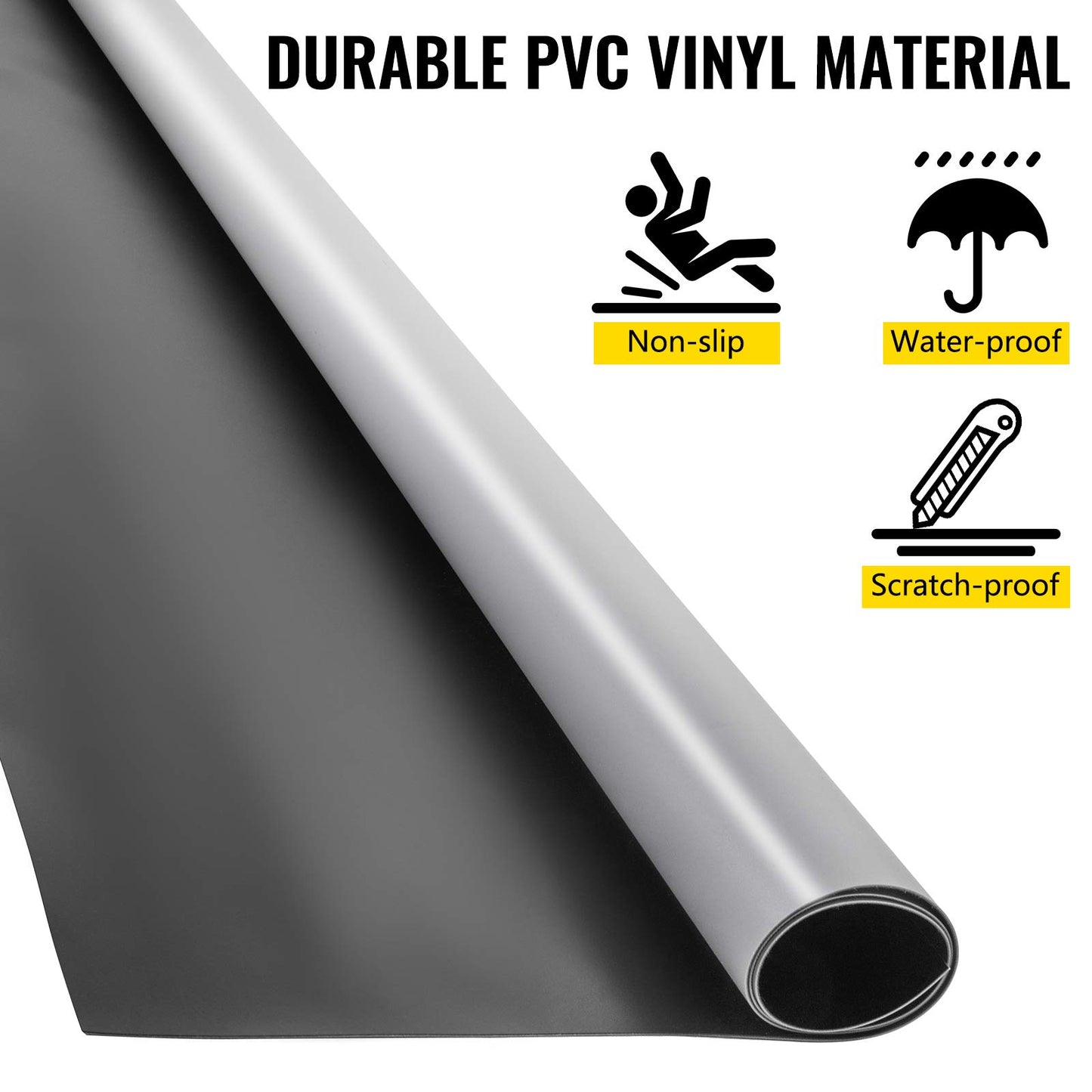 VEVOR Dance Floor Roll 6.6 x 15.7 ft, Portable Dance Practice Floor 1.5mm Thickness PVC Dance Flooring Grey/Black Roll Out Dance Mat Non-Slide & Wearproof Dance Floor Easy Cleaning for Ballet