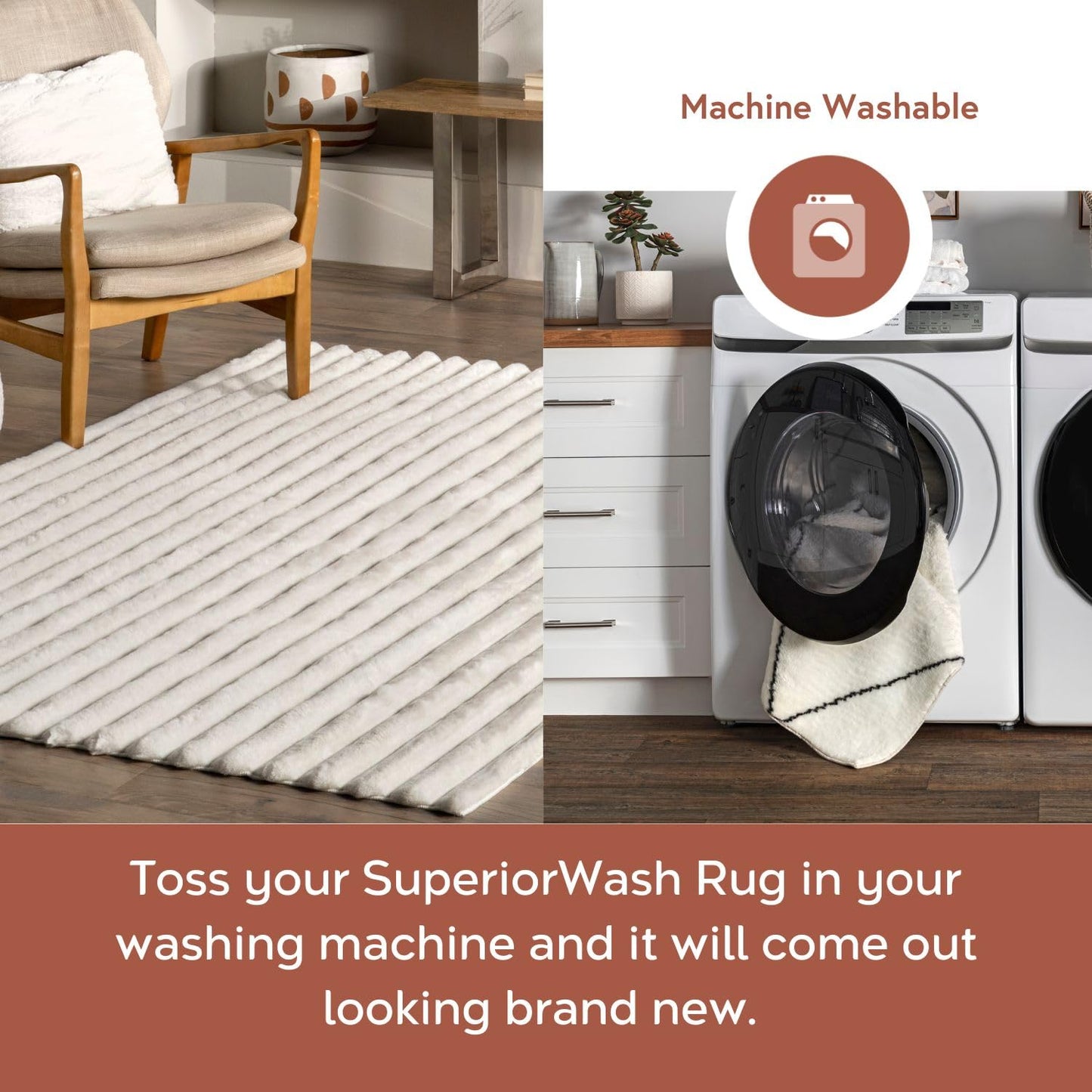 Nuloom SuperiorWash Collection Kai Off-White, 5' x 7'6" Oval, Soft and Cozy, High Traffic, Stain Resistant, Easy Clean, Durable Washable Area Rug for Bedroom, Living Room, Dining, Den, Foyer, Entryway