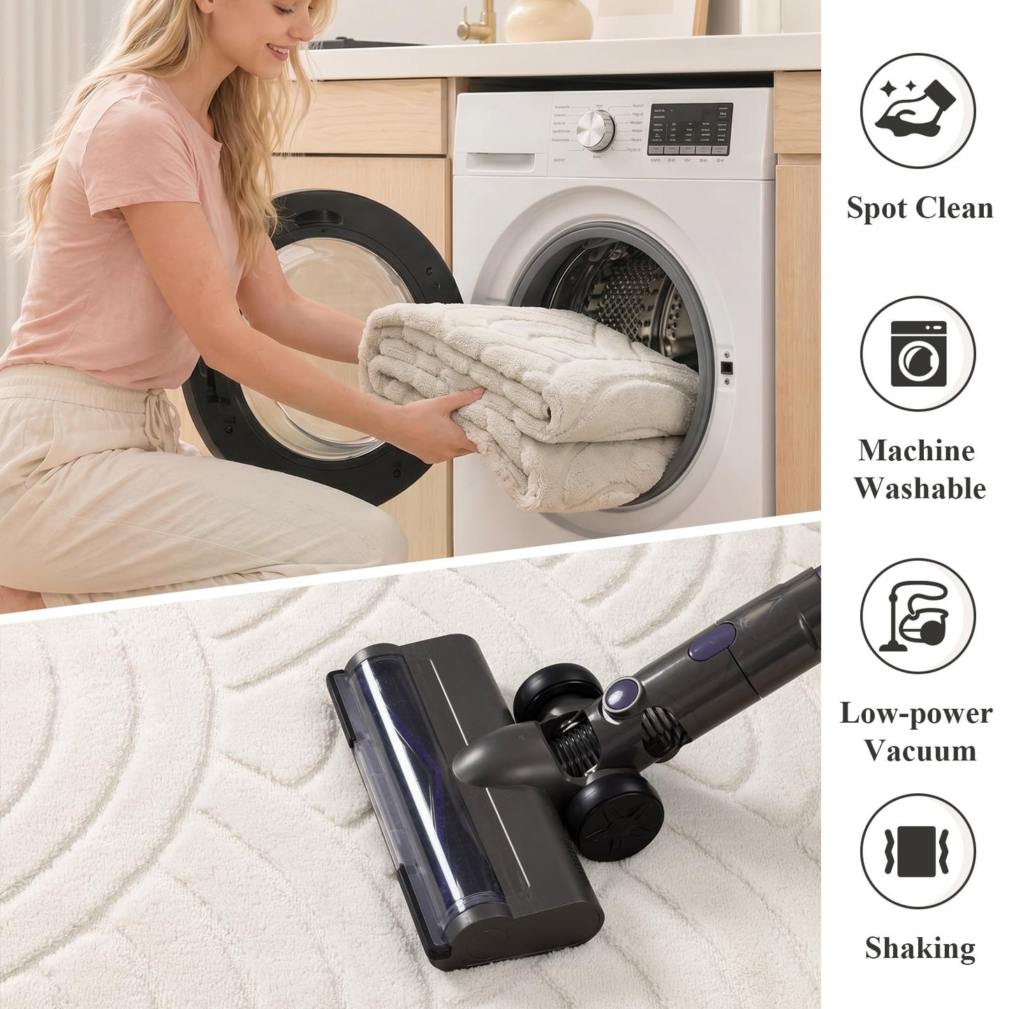 SHACOS Soft Cozy Fluffy Arch Waves Pattern High-Low Textured Area Rug 5'x7'